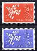 France 1961 Europa set of 2 unmounted mint, SG 1539-40, stamps on europa