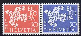 Switzerland 1961 Europa set of 2 unmounted mint, SG 653-54*, stamps on europa