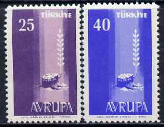 Turkey 1958 Europa set of 2 unmounted mint, SG 1834-35*, stamps on , stamps on  stamps on europa