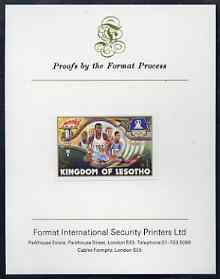 Lesotho 1984 Los Angeles Olympic Games 1m (Running) imperf proof mounted on Format International proof card , stamps on , stamps on  stamps on sport, stamps on  stamps on running, stamps on  stamps on olympics