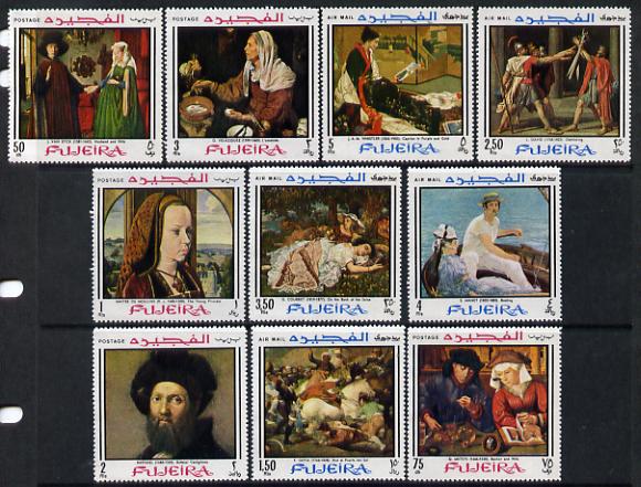 Fujeira 1968 Paintings perf set of 10 unmounted mint (Mi 224-33A) , stamps on , stamps on  stamps on arts 