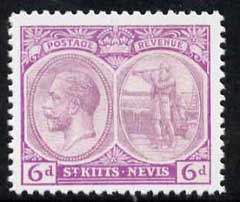 St Kitts-Nevis 1920-29 KG5 Columbus 6d  'Maryland' perf 'unused' forgery, as SG 30 - the word Forgery is either handstamped or printed on the back and comes on a presentation card with descriptive notes, stamps on , stamps on  stamps on maryland, stamps on  stamps on forgery, stamps on  stamps on forgeries, stamps on  stamps on , stamps on  stamps on  kg5 , stamps on  stamps on , stamps on  stamps on columbus, stamps on  stamps on explorers