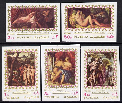 Fujeira 1971 Paintings of Nudes imperf set of 5 unmounted mint, Mi 864-68B , stamps on arts     nudes