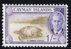 Cayman Islands 1950 KG6 Green Turtle 1s  'Maryland' perf 'unused' forgery, as SG 144 - the word Forgery is either handstamped or printed on the back and comes on a presentation card with descriptive notes, stamps on , stamps on  stamps on maryland, stamps on  stamps on forgery, stamps on  stamps on forgeries, stamps on  stamps on  kg6 , stamps on  stamps on turtles