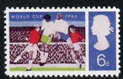 Great Britain 1966 World Cup Football 6d with black omitted  'Maryland' perf 'unused' forgery, as SG 694a - the word Forgery is either handstamped or printed on the back and comes on a presentation card with descriptive notes, stamps on , stamps on  stamps on maryland, stamps on  stamps on forgery, stamps on  stamps on forgeries, stamps on  stamps on football, stamps on  stamps on sport