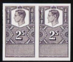 Great Britain 1940c proof of 2s (head, value & ornate background) in black as used for contract notes, etc  Maryland imperf forgery pair unused - the word Forgery is eith..., stamps on maryland, stamps on forgery, stamps on forgeries, stamps on  kg6 , stamps on 