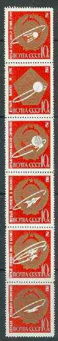 Russia 1963 First in Space set of 6 unmounted mint, SG 2934-39,  Mi 2852-55, stamps on , stamps on  stamps on space, stamps on  stamps on communications