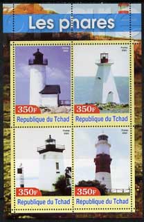 Chad 2003 Lighthouses #1 perf sheetlet containing 4 values unmounted mint, stamps on , stamps on  stamps on lighthouses