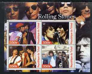 Chad 2003 Legendary Pop Groups - Rolling Stones perf sheetlet containing 4 values unmounted mint, stamps on , stamps on  stamps on personalities, stamps on  stamps on entertainments, stamps on  stamps on music, stamps on  stamps on pops, stamps on  stamps on rock