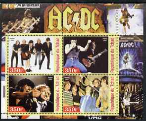 Chad 2003 Legendary Pop Groups - AC/DC perf sheetlet containing 4 values unmounted mint, stamps on , stamps on  stamps on personalities, stamps on  stamps on entertainments, stamps on  stamps on music, stamps on  stamps on pops, stamps on  stamps on rock