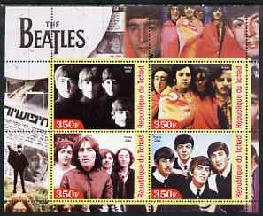 Chad 2003 Legendary Pop Groups - Beatles #1 perf sheetlet containing 4 values unmounted mint, stamps on , stamps on  stamps on personalities, stamps on  stamps on entertainments, stamps on  stamps on music, stamps on  stamps on pops, stamps on  stamps on rock, stamps on  stamps on beatles