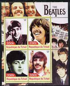 Chad 2003 Legendary Pop Groups - Beatles #2 perf sheetlet containing 4 values unmounted mint, stamps on , stamps on  stamps on personalities, stamps on  stamps on entertainments, stamps on  stamps on music, stamps on  stamps on pops, stamps on  stamps on rock, stamps on  stamps on beatles