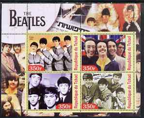 Chad 2003 Legendary Pop Groups - Beatles #3 perf sheetlet containing 4 values unmounted mint, stamps on , stamps on  stamps on personalities, stamps on  stamps on entertainments, stamps on  stamps on music, stamps on  stamps on pops, stamps on  stamps on rock, stamps on  stamps on beatles