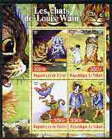 Chad 2003 The Cats of Louis Wain perf sheetlet containing 4 values unmounted mint, stamps on , stamps on  stamps on arts, stamps on  stamps on cats, stamps on  stamps on snooker, stamps on  stamps on golf, stamps on  stamps on sport