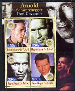 Chad 2003 Arnold Schwarznegger - Iron Governor perf sheetlet containing 4 values unmounted mint, stamps on , stamps on  stamps on personalities, stamps on  stamps on entertainments, stamps on  stamps on films, stamps on  stamps on cinema, stamps on  stamps on constitutioins