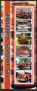 Benin 2003 Fire Engines #1 perf sheetlet containing 6 values unmounted mint, stamps on , stamps on  stamps on fire