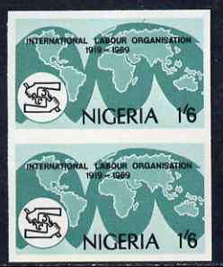 Nigeria 1969 50th Anniversary of International Labour Organization 1s6d imperf pair (previously unrecorded imperf) as SG 236, unmounted mint, stamps on , stamps on  stamps on ilo, stamps on  stamps on labour, stamps on  stamps on maps