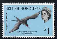 British Honduras 1962 Frigate Bird $1 very fine cds used, SG 211, stamps on birds, stamps on frigate