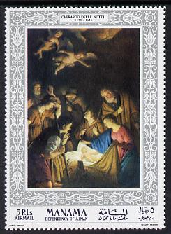 Manama 1968 Christmas (Adoration by Notti) perf unmounted mint Mi 133A, stamps on arts  christmas  religion