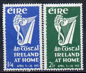 Ireland 1953 An Tostal (Ireland at Home) Festival set of 2 unmounted mint, SG 154-55, stamps on music, stamps on harps