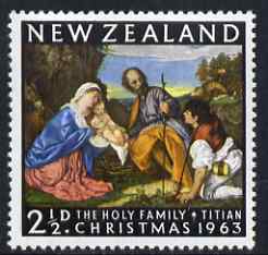 New Zealand 1963 Christmas 2.5d (Holy Family by Titian) unmounted mint, SG 817*, stamps on , stamps on  stamps on christmas, stamps on  stamps on arts, stamps on  stamps on titian