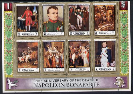 Ajman 1972 Napoleon Bonaparte perf set of 8 unmounted mint, Mi 2021-28A 