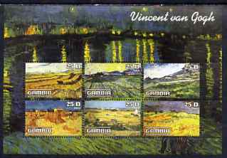 Gambia 2003 Paintings by Vincent Van Gogh perf sheetlet containing 6 values, unmounted mint, stamps on , stamps on  stamps on arts, stamps on  stamps on van gogh