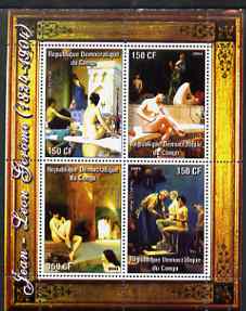 Congo 2004 Nude Paintings by Jean-Leon Gerome perf sheetlet containing 4 values, unmounted mint, stamps on , stamps on  stamps on arts, stamps on  stamps on nudes, stamps on  stamps on gerome