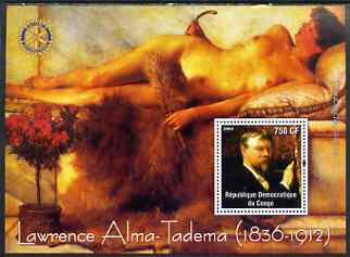 Congo 2004 Paintings by Lawrence Alma-Tadema perf souvenir sheet with Rotary Logo, unmounted mint, stamps on , stamps on  stamps on arts, stamps on  stamps on nudes, stamps on  stamps on rotary, stamps on  stamps on alma-tadema