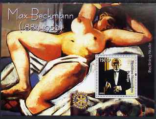 Congo 2004 Paintings by Max Beckmann perf souvenir sheet with Rotary Logo, unmounted mint, stamps on arts, stamps on nudes, stamps on rotary, stamps on beckmann