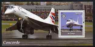 Congo 2004 Concorde #2 perf souvenir sheet with Rotary Logo, unmounted mint, stamps on , stamps on  stamps on aviation, stamps on  stamps on concorde, stamps on  stamps on rotary