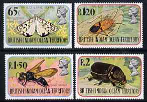 British Indian Ocean Territory 1976 Wildlife (4th series) Insects perf set of 4 unmounted mint, SG 86-89, stamps on , stamps on  stamps on wildlife, stamps on  stamps on insects, stamps on  stamps on moths