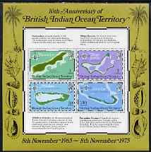 British Indian Ocean Territory 1975 10th Anniversary of Territory - Maps perf m/sheet unmounted mint, SG MS 85, stamps on maps, stamps on shells, stamps on marine life
