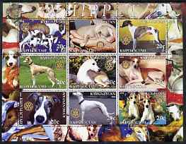 Kyrgyzstan 2004 Dogs - Whippets perf sheetlet containing 9 values each with Rotary Logo, unmounted mint, stamps on dogs, stamps on whippets, stamps on rotary