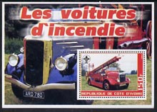 Ivory Coast 2003 Fire Engines #5 perf m/sheet (with Scout Logo) unmounted mint, stamps on , stamps on  stamps on fire, stamps on  stamps on scouts, stamps on  stamps on 