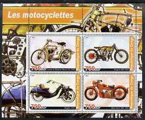 Congo 2003 Early Motorcycles #2 perf sheetlet containing set of 4 values unmounted mint, stamps on , stamps on  stamps on motorbikes