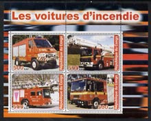 Congo 2003 Fire Engines #1 perf sheetlet containing set of 4 values unmounted mint, stamps on , stamps on  stamps on fire