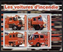 Congo 2003 Fire Engines #2 perf sheetlet containing set of 4 values unmounted mint, stamps on , stamps on  stamps on fire