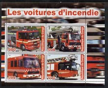 Congo 2003 Fire Engines #3 perf sheetlet containing set of 4 values unmounted mint, stamps on , stamps on  stamps on fire