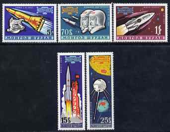 Mongolia 1963 Space Flights perf set of 5 unmounted mint, SG 305-309, stamps on , stamps on  stamps on space