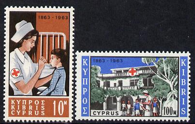 Cyprus 1963 Red Cross Centenary set of 2 unmounted mint, SG 232-33, stamps on , stamps on  stamps on medical    red cross       nurses