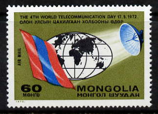 Mongolia 1972 World Telecommunication Day unmounted mint, SG 676, stamps on communications