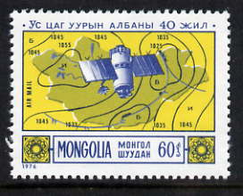 Mongolia 1976 40th Anniversary Meteorological Office 60m unmounted mint, SG 967, stamps on , stamps on  stamps on weather, stamps on  stamps on satellites