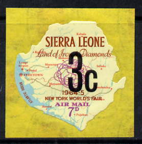 Sierra Leone 1964-66 Surcharged 4th issue 3c on 7d (Globe & Map) unmounted mint SG 358, stamps on globes, stamps on maps