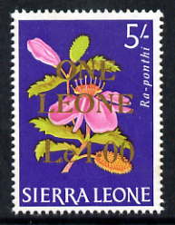 Sierra Leone 1964-66 Surcharged 2nd issue 1L on 5s (Flower) unmounted mint SG 332, stamps on , stamps on  stamps on flowers