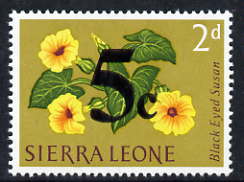 Sierra Leone 1964-66 Surcharged 2nd issue 5c on 2d (Flower) unmounted mint SG 331, stamps on flowers