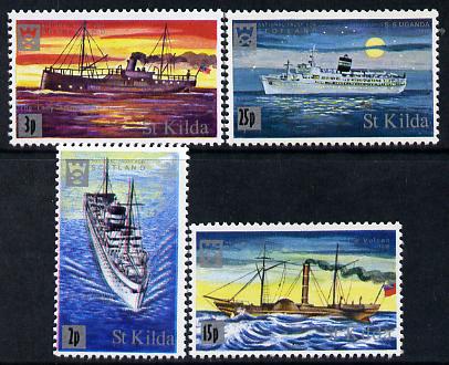 St Kilda 1971 Ships perf set of 4 with decimal overprints unmounted mint, stamps on ships
