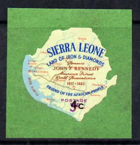 Sierra Leone 1964-66 Surcharged 2nd issue 4c on 3d (Kennedy & Map) unmounted mint SG 330*, stamps on , stamps on  stamps on kennedy, stamps on  stamps on maps