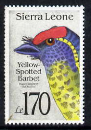 Sierra Leone 1992 Barbet Bird 170L unmounted mint, SG 1832, stamps on , stamps on  stamps on birds