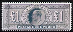 Great Britain 1902 King Edward �1  Maryland perf forgery unused, as SG 266 - the word Forgery is either handstamped or printed on the back and comes on a presentation car..., stamps on maryland, stamps on forgery, stamps on forgeries, stamps on  ke7 , stamps on 